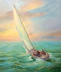 Aurangzib Hanjra, 24 x 30 Inch, Oil on Canvas, Seascape Painting, AC-AZH-035